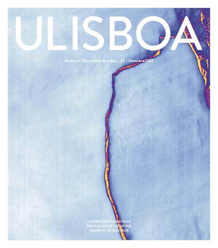 Capa da Revista da ULisboa mostrando Icebergue a separa-se da Antártida